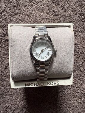 Michael Kors Silver and White Bracelet Watch